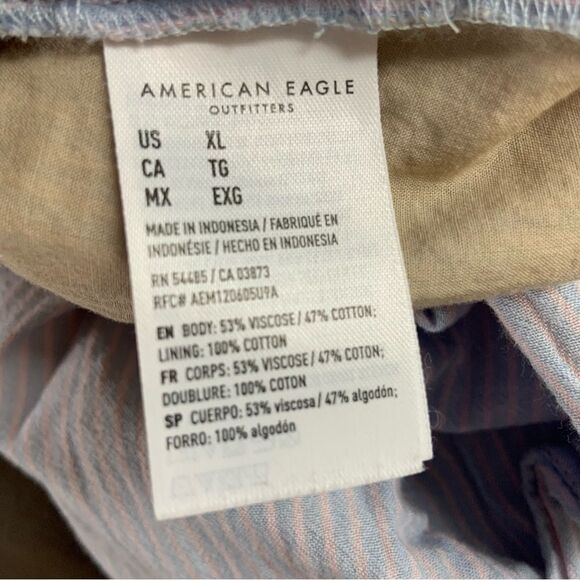 AMERICAN EAGLE Striped Ruffle Shorts Blue Size XL - Picture 11 of 11